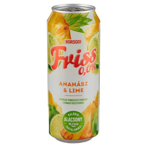 Borsodi friss 0,5l ananász-lime sör 0,0% DRS